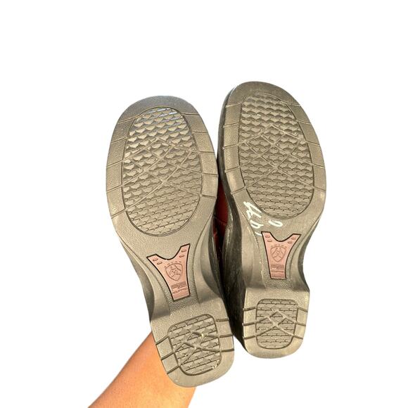 Ariat Burgundy Leather Western‎ Cowgirl Braided Slip On Mule Clogs Size 8 - Picture 11 of 11